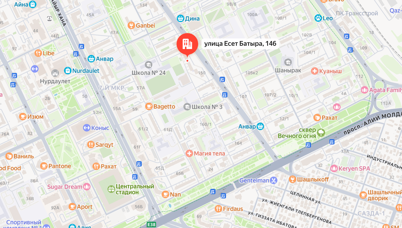 Карта расположения школы Мұғалім — ул. Есет батыра 146, Актобе